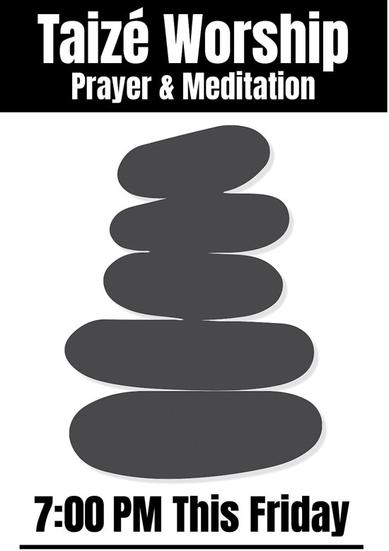 Join us for our Taizé worship service of prayer and song on Friday, April 10 at 7:00 p.m.